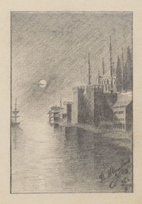 Авдюхин В. Полнолуние у мечети. 1896. Бумага, карандаш. Размер 16х12 см. Хорошее состояние. 