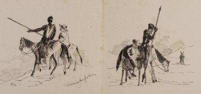 Подпись неразборчивая. Дон Кихот и Санчо Панса. 2 иллюстрации. Вторая половина XIX века. Бумага 