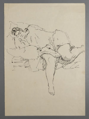 Астапов И.С. Спящая. Рисунок. Бумага, тушь, перо 1930-е гг. Размер 30х22 см. 
Иван Степанович 