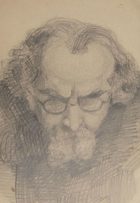 Дризе И. Портрет архитектора Р. М. Габе за работой. 1930-е гг. Бумага, карандаш. Размер 18х13 см. 