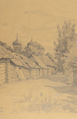 Жаба А. К. Ям-Тесово. 1926. Бумага, карандаш. Размер 35х25 см. Хорошее состояние. Следы 