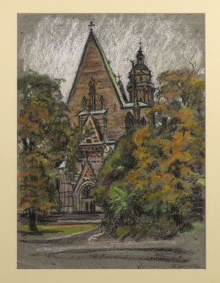 Бернштейн Э. Б. Лейпциг. 1988. Бумага, пастель. Размер по раме 55х44 см. Хорошее состояние. 