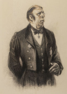 Таранов М. А. Чиновник. 1950-е гг. Бумага, смешанная техника. Размер 29,5х21 см. Хорошее 