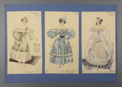 [Ленфильм] Калягин В. Г. Три дамы. Иллюстрации к постановке &laquo;Пиковая дама&raquo;. 1940-е гг. Бумага 