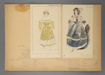 [Ленфильм] Калягин В. Г. Фрейлины (в зеленом и синем). Эскизы костюмов. Иллюстрации к 