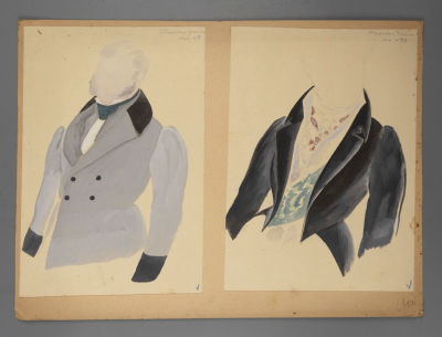 [Ленфильм] Калягин В. Г. Эскизы костюмов. Иллюстрации к постановке &laquo;Пиковая дама&raquo;. 1940-е гг. 