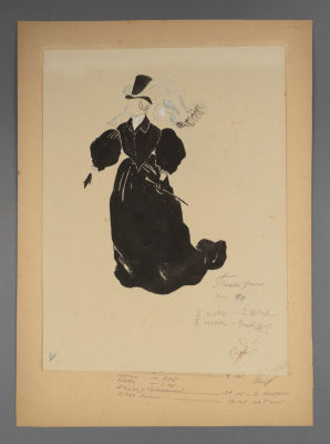 [Ленфильм] Калягин В. Г. Дама в черном платье. Эскиз костюма. Иллюстрации к постановке &laquo;Пиковая 