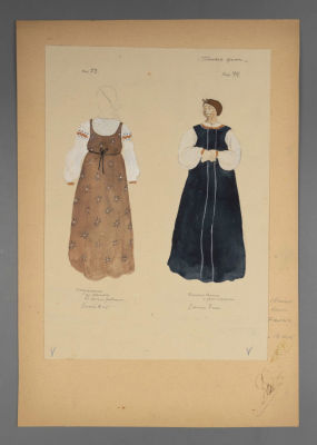 [Ленфильм] Калягин В. Г. Служанка и барыня. Эскиз костюма. Иллюстрации к постановке &laquo;Пиковая 