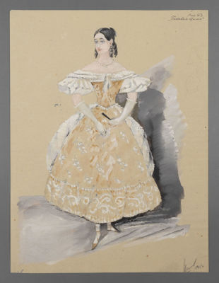 [Ленфильм] Калягин В. Г. Девушка в платье. Иллюстрации к постановке &laquo;Пиковая дама&raquo;. 1945. 