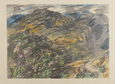 Ивлев П. Крым. Горы. 1976. Бумага, цветные карандаши. Размер 15х20,5 см.. Хорошее состояние. 