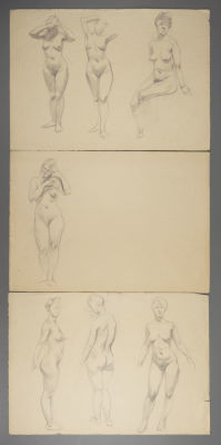 Раздрогин И. А. Ню. 3 рисунка. 1970-е гг. Бумага, карандаш. Размер 31х44 см. Хорошее состояние. 