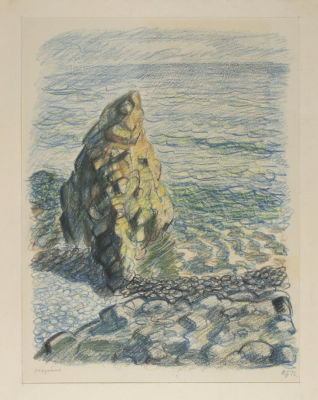 Тамбовцев В. В. Крым. Коктебель. 1972. Бумага, смешанная техника. По паспарту 43х62 см. Хорошее 