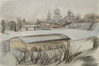 Тамбовцев В. В. Пскова. 1984. Бумага, карандаш, акварель. Размер 22,5х31 см. Хорошее состояние. 