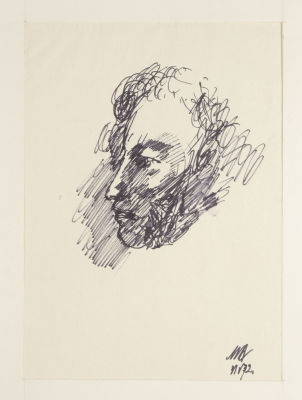 Аникушин М. К. Пушкин. 1972. Бумага, фломастер. Размер по паспарту 43х30,5 см. Хорошее 