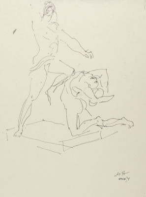 Аникушин М. К. Борцы. 1974. Бумага, шариковая ручка. Размер 29,5х21 см. Хорошее состояние. 