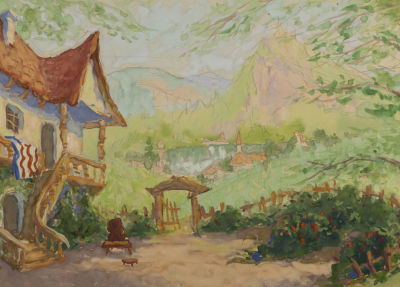 Ларина В. Б. Внутренний двор. 1970-е гг. Бумага, смешанная техника. Размер 31,5х44 см. Хорошее 