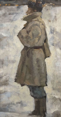 Кривицкий Л. Г. Этюд к картине &laquo;Блокада. Говорит Ленинград&raquo;. 1967. Холст, масло. Размер 60х32 см. 