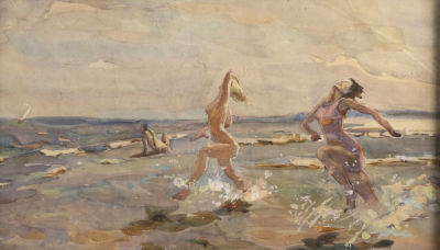 Примаченко И. В. (?) Купальщицы. 1960-1970-е гг. Бумага, смешанная техника. Размер по раме 29 