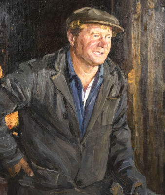 Белов Ю. В. Портрет кузнеца Орехова И. М. 1975. Холст, масло. Размер 77х66 см. Хорошее 
