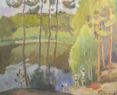Столбов А. С. На озере. 1960-1970-е гг. (?) Холст, масло. Размер 50х60 см. Хорошее состояние. 
