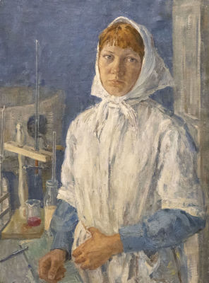 Мищенко Ф. П. Портрет лаборантки маслозавода Л. Рендяк. 1977. Холст, масло. Размер 50х60 см. Хор 