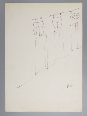 Витковскис Р. Вывески. Карикатура. Бумага, тушь. Размер 30х21 см. Внизу подпись автора. 