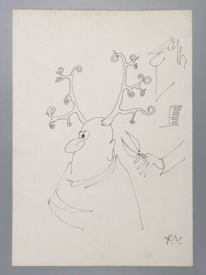 Витковскис Р. Стрижка. Карикатура. Бумага, тушь. Размер 30х21 см. Внизу подпись автора. 