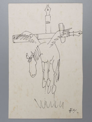 Витковскис Р. Лошадка. Карикатура. Бумага, тушь. Размер 20х13см. Внизу подпись автора. 