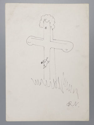 Витковскис Р. Крест. Карикатура. Бумага, тушь. Размер 30х21 см. Внизу подпись автора. 
