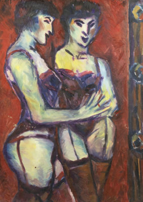 Вася Хорст. Две девицы. 2000-е гг. Картон, масло. Размер 72,5х53,5 см. Хорошее состояние. На 