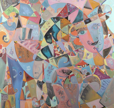 Самсонидзе Т. Г. Мир клоуна. 2022. Холст, масло. Размер 70х70 см. Хорошее состояние. 