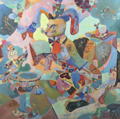 Самсонидзе Т. Г. Завтрак в лесу. 2022. Холст, масло. Размер 60х60 см. Хорошее состояние. 