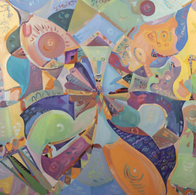 Самсонидзе Т. Г. Бабочка в городе. 2022. Холст, масло. Размер 60х60 см. Хорошее состояние. 