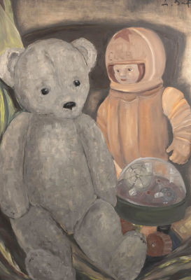 Эль-Сафади Л. Игрушки будущего космонавта. 2020-е гг. Холст, масло. Размер 87х55 см. Хорошее 