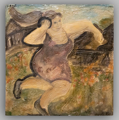 Эль-Сафади Л. Олимпиада Деревенская. 2020-е гг. Оргалит, авторская техника. Размер 90х85 см. Хор 