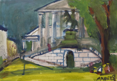 Зинштейн А. И. Берлин. Старая Пинакотека. 2018. Бумага, гуашь. Размер 30,5х43 см. Хорошее 