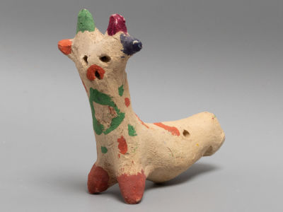 Хлудневский промысел. Олень. Глиняная игрушка-свистулька. Калужская обл. 1980-1990-е гг. Размер 