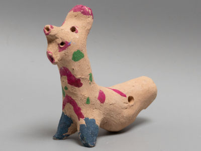 Хлудневский промысел. Двухголовый конь. Глиняная игрушка-свистулька. Калужская обл. 1980-1990-е гг.