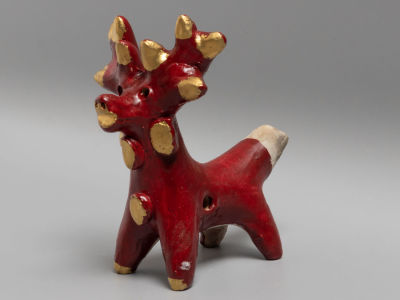 Абашевский промысел. Авт. Зоткин Т.Н. (1930-1988) Олень. Глиняная игрушка-свистулька. С. 