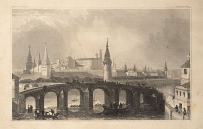 [Россика] Verleger (гравер). Moscau von der Kreml. Seite. Гравюра. Первая половина XIX века. 