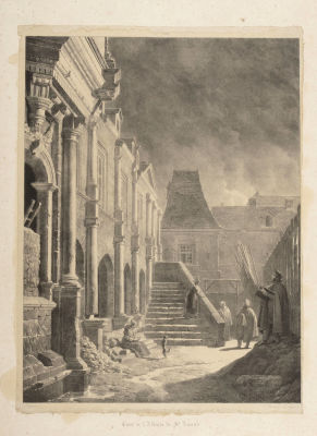 Двор Аббатства Сент-Аман, Франция. 1820-е гг. Бумага, литография. Размер 54х35,5 см. Удовлетвори 