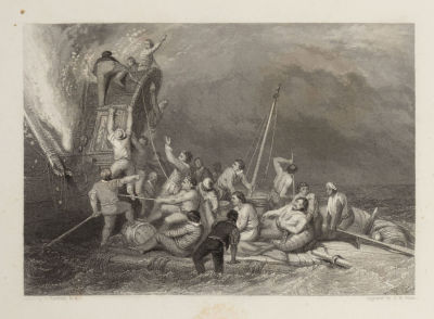 Ален. Спасшиеся на плоту. Первая половина XIX века(?). Бумага, офорт. Размер 14х23 см. Хорошее 