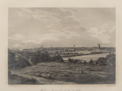 Reinhold B. (по рисунку), Weger A. (гравер). Вид города Выборга. Середина XIX века. Бумага 
