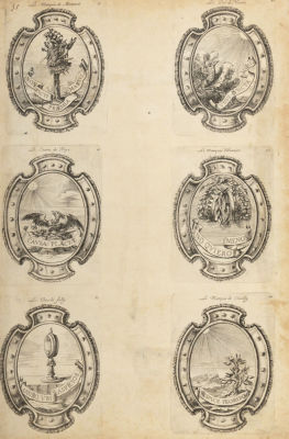 Гербы испанских дворян. Середина XVIII в.(?) Бумага верже, резцовая гравюра. Размер 45х30 см. Ус 