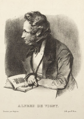Gigoux (по рисунку), Ries (гравер). Портрет писателя А. де Виньи. Вторая половина XIX века. 