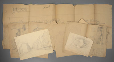 [Ленфильм] Калягин В. Г. Эскизы к фильму &laquo;Сталинград&raquo;. 9 листов. 1930-е гг. Бумага, карандаш. В 