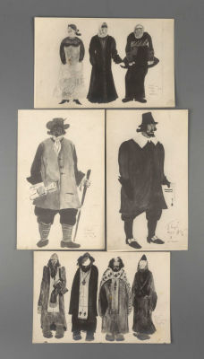 [Ленфильм] Суворов Н. Г. 4 фотографии эскизов костюмов к к/ф &laquo;Петр Первый&raquo;. 1930-е гг. Размер 