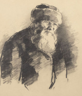 Ксидиас П. С. Портрет старика. Начало XX века. Бумага, карандаш. Размер 15,5х11,5 см. Хорошее 