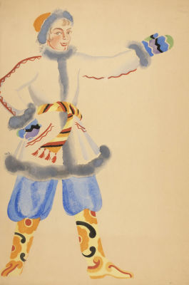 Н/х. Эскиз театрального костюма (к русским сказкам?). 1950-1960-е гг. Бумага, смешанная 