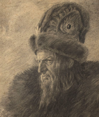 Костомолоцкий А. И. Актер Н. К. Черкасов в роли Ивана Грозного. 1950-е гг. Бумага, карандаш. 